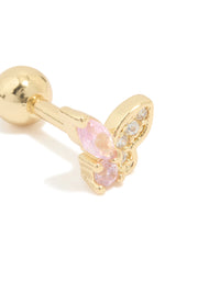 Gold Plated Surgical Steel Cubic Zirconia Butterfly Barbell - link has visual effect only