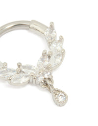 Surgical Steel Cubic Zirconia Marquise Clicker Ring - link has visual effect only