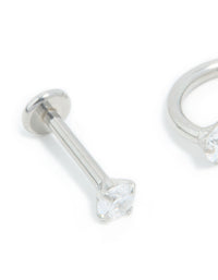 Surgical Steel Cubic Zirconia Ear & Body Jewellery 3-Pack - link has visual effect only