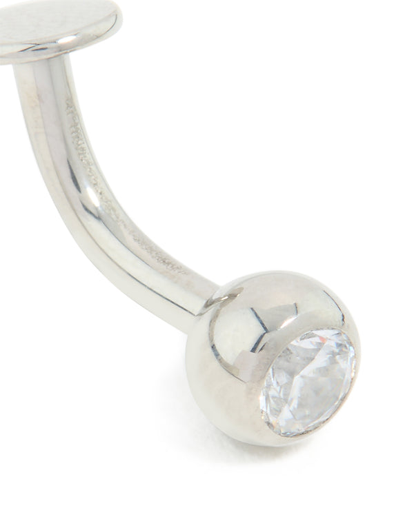 Surgical Steel Cubic Zirconia Single Belly Bar