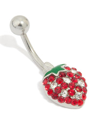 Surgical Steel Diamante Strawberry Drop Belly Bar - link has visual effect only