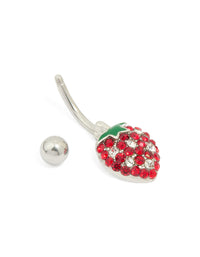Surgical Steel Diamante Strawberry Drop Belly Bar - link has visual effect only