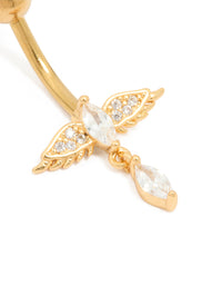 Gold Plated Surgical Steel Cubic Zirconia Bird Belly Bar - link has visual effect only