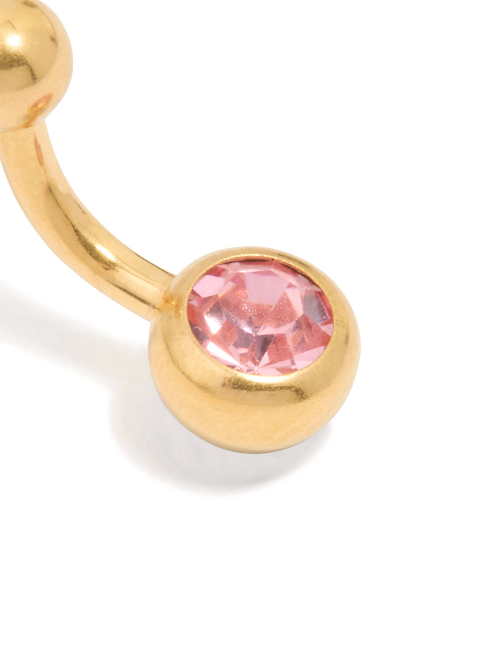 Gold Plated Surgical Steel Pink Diamante Drop Belly Bar