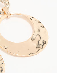 Gold Hammered Disc Large Drop Earrings - link has visual effect only