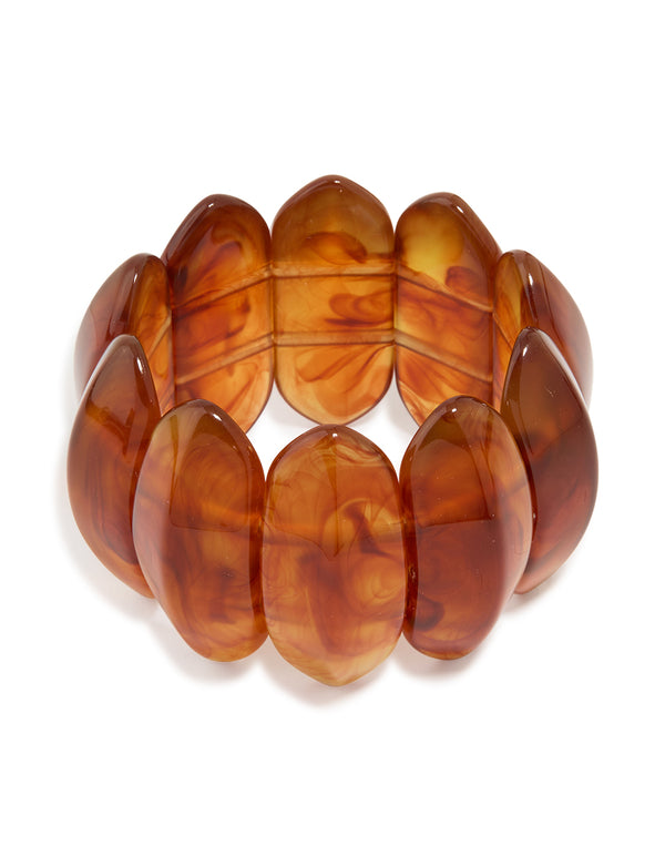 Brown Acrylic Resin Swirl Stretch Bracelet