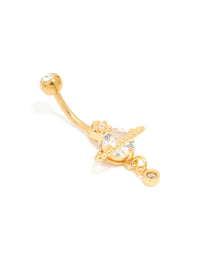 Gold Plated Titanium Cubic Zirconia Planet Belly Bar - link has visual effect only