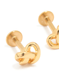 Gold Plated Titanium Pretzel Piercing Flat Back Studs - link has visual effect only