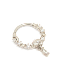 Titanium Cubic Zirconia Drop Clicker Ring - link has visual effect only