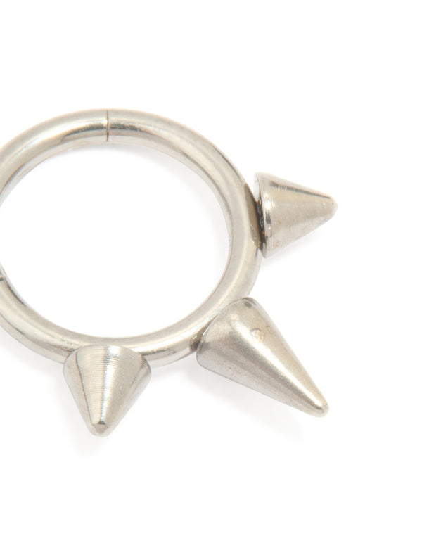 Titanium Pointed Punk Clicker Ring