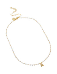 Gold Plated Pearl Letter A Necklace - link has visual effect only