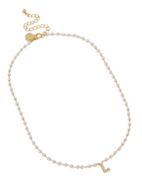Gold Plated Pearl Letter L Necklace - link has visual effect only