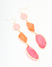 Gold Pink & Orange Triple Tiered Drop Earrings - link has visual effect only