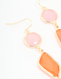 Gold Pink & Orange Triple Tiered Drop Earrings - link has visual effect only