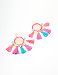 Gold Multicoloured Tassel Disc Drop Earrings - link has visual effect only