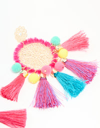 Gold Multicoloured Tassel Disc Drop Earrings - link has visual effect only