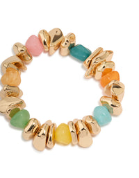 Multicoloured Chipped Beaded Stretch Bracelets 2-Pack - link has visual effect only