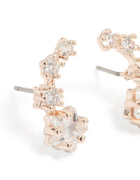 Rose Gold Plated Cubic Zirconia Graduating Star Stud Earrings - link has visual effect only