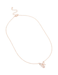 Rose Gold Plated Cubic Zirconia Bow Pendant Necklace - link has visual effect only