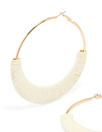 Cream Raffia Large Hoop Earrings - link has visual effect only