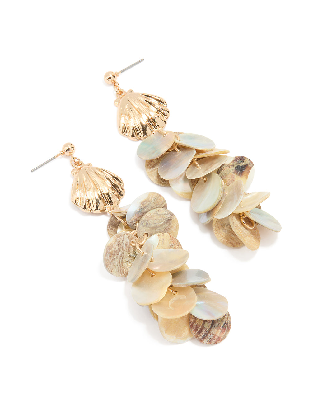 Gold Genuine Shell Circle Drop Earrings