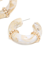 White Acrylic Diamante Hoop Earrings - link has visual effect only