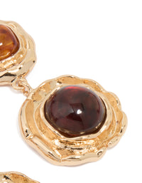 Gold Stone Trio Molten Drop Earrings - link has visual effect only
