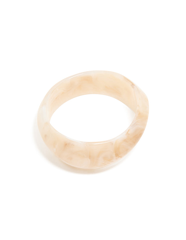 White Acrylic Marble Thick Bangle