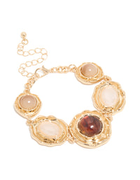 Gold Multi-Toned Stones Molten Circle Bracelet - link has visual effect only