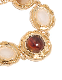 Gold Multi-Toned Stones Molten Circle Bracelet - link has visual effect only