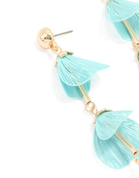 Gold Blue Filigree Flower Drop Earrings - link has visual effect only