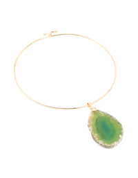 Gold Green Marbled Stone Torque Necklace - link has visual effect only
