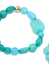 Gold Blue Beaded Stretch Bracelets 3-Pack - link has visual effect only