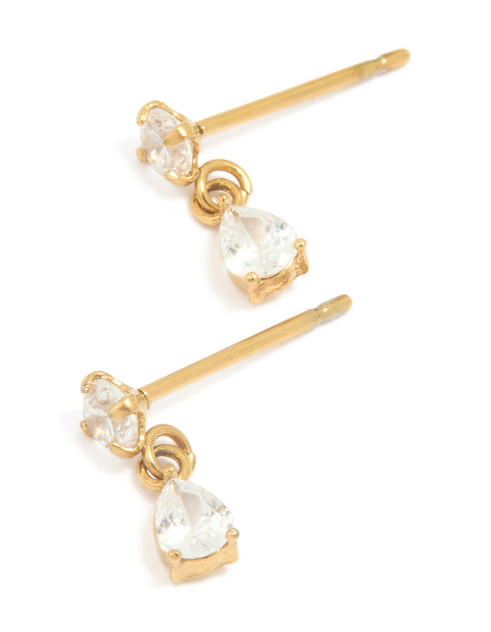 Gold Plated Surgical Steel Small Cubic Zirconia Drop Earrings