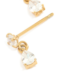 Gold Plated Surgical Steel Small Cubic Zirconia Drop Earrings - link has visual effect only