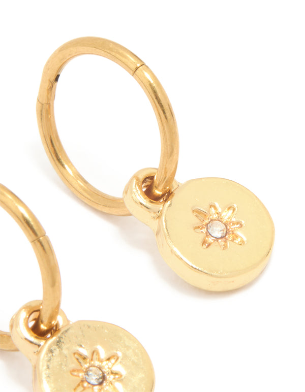 Gold Plated Surgical Steel Thin Disc Star Clicker Eaerings