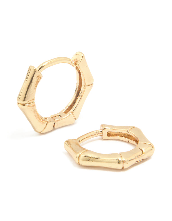 Gold Plated Surgical Steel Bamboo Clicker Earrings