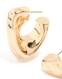 Gold Molten Triangle Hoop Earrings - link has visual effect only