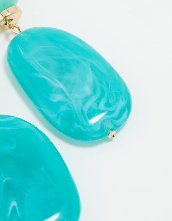 Blue Acrylic Beaded Drop Earrings