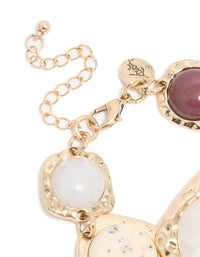 Gold Multicoloured Organic Stones Bracelet - link has visual effect only