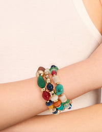 Multicoloured Acrylic Beaded Stretch Bracelets 3-Pack - link has visual effect only