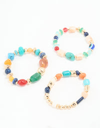 Multicoloured Acrylic Beaded Stretch Bracelets 3-Pack - link has visual effect only