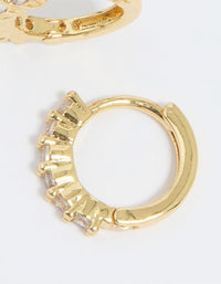 Gold Plated Cubic Zirconia Thin Huggie Earrings - link has visual effect only