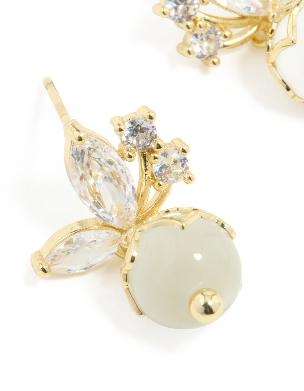 Gold Plated Cubic Zirconia Butterfly Cutout Drop Earrings