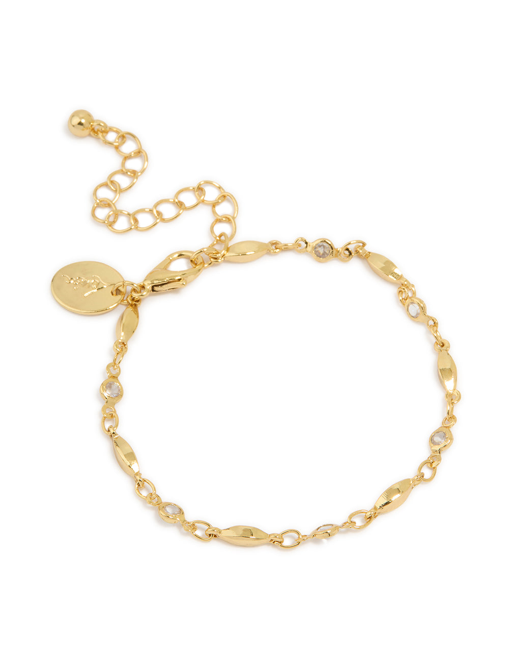 Gold Plated Cubic Zirconia Link Chain Bracelet