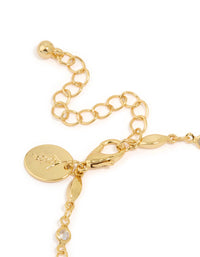 Gold Plated Cubic Zirconia Link Chain Bracelet - link has visual effect only