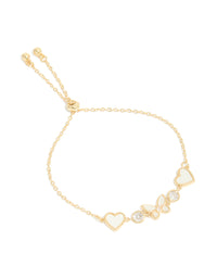 Gold Plated Cubic Zirconia Butterfly & Heart Toggle Bracelet - link has visual effect only