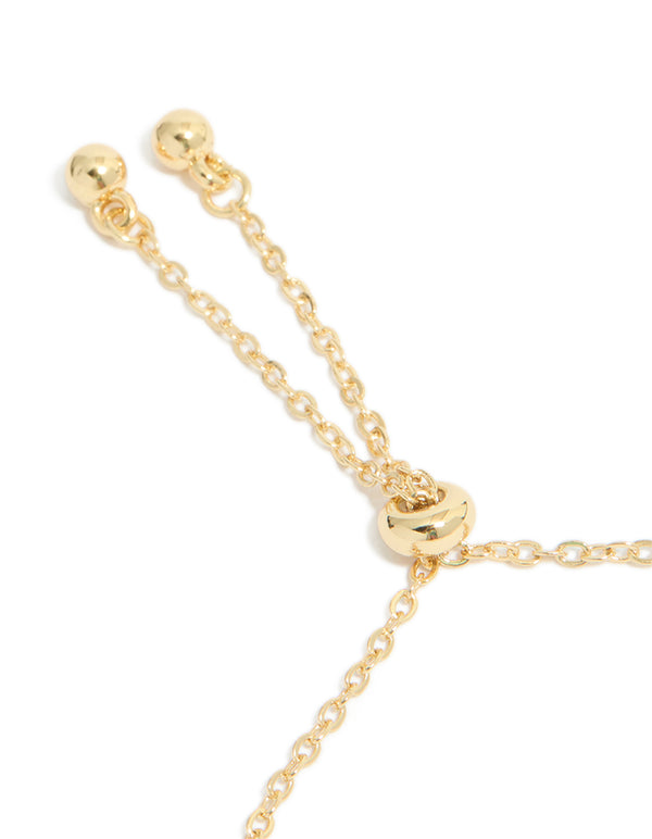Gold Plated Cubic Zirconia Butterfly & Heart Toggle Bracelet