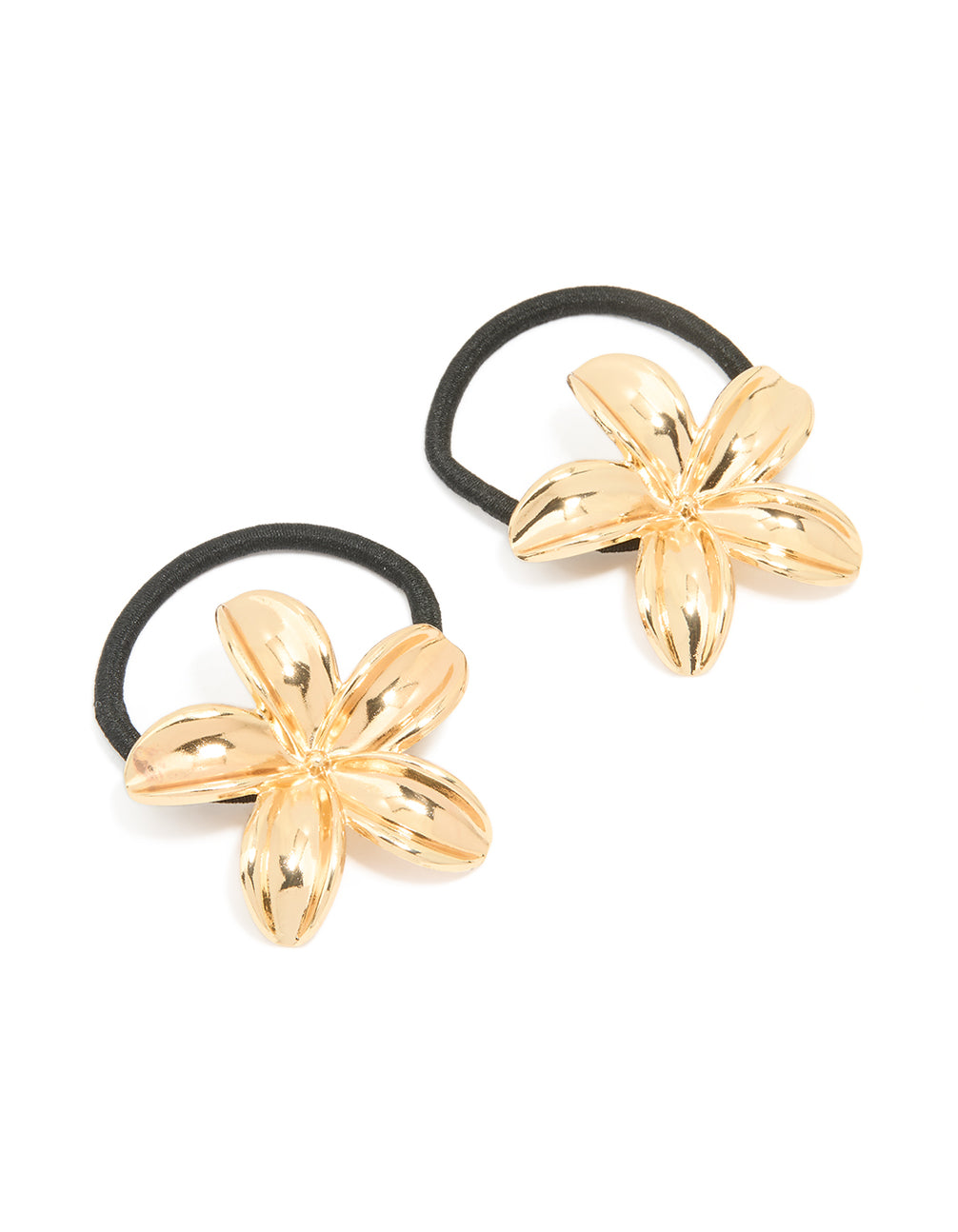 Gold Frangipani Flower Hair Ties 2-Pack