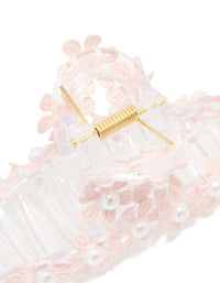 Pink Flowers & Pearls Loop Claw Clip - link has visual effect only